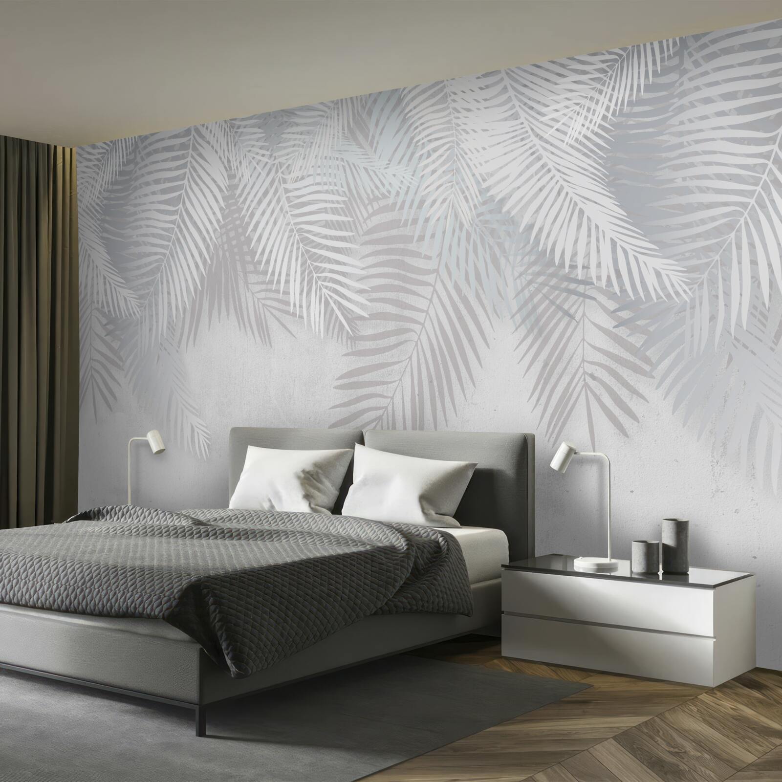 Fotobehang palmbladeren op een witte achtergrond