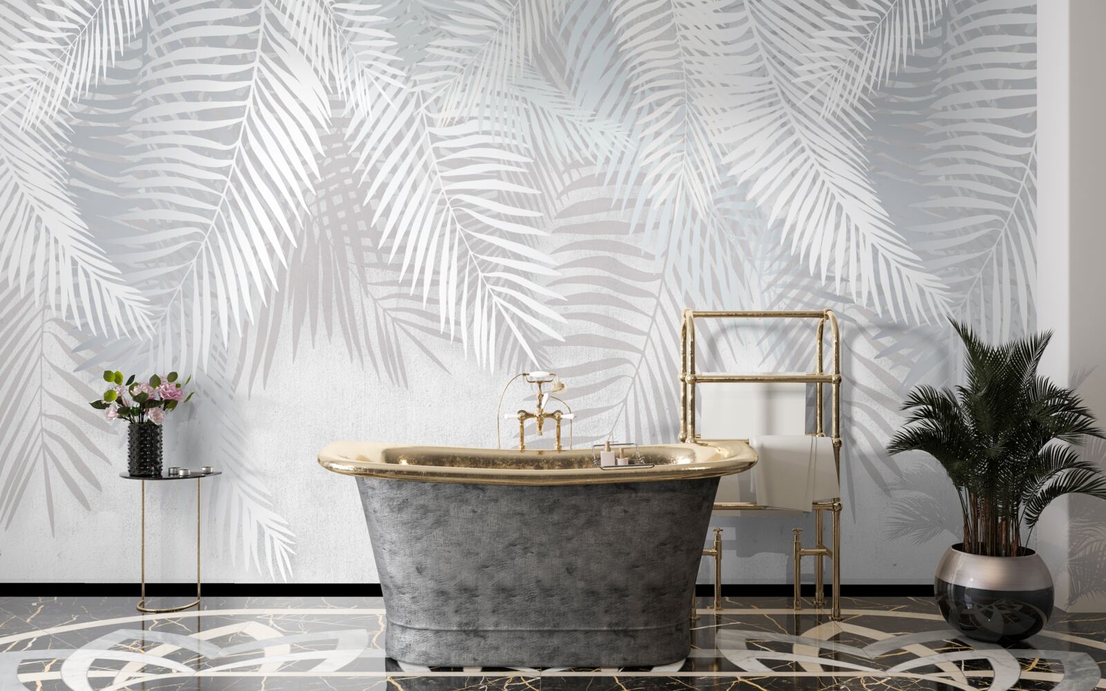 Fotobehang palmbladeren op een witte achtergrond