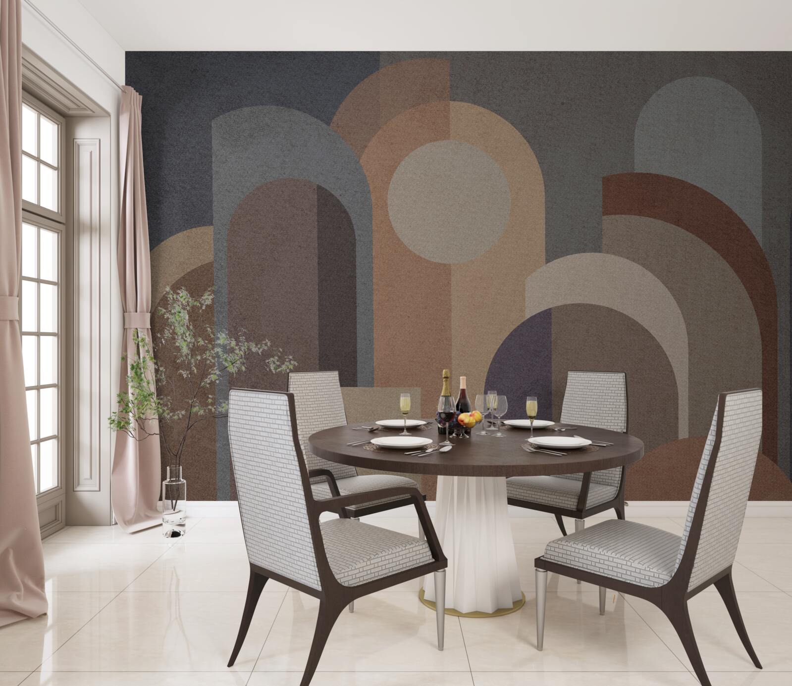 Fotobehang abstract beeld van een herfstbos bij schemering