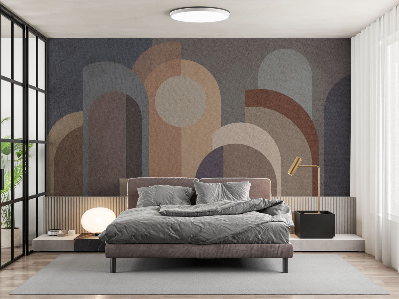 Fotobehang abstract beeld van een herfstbos bij schemering