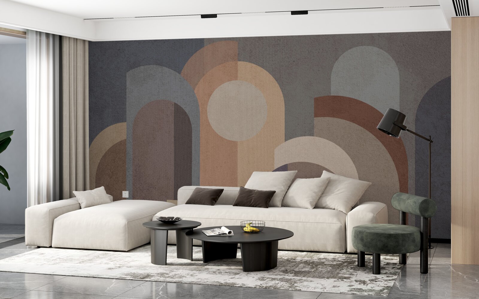 Fotobehang abstract beeld van een herfstbos bij schemering