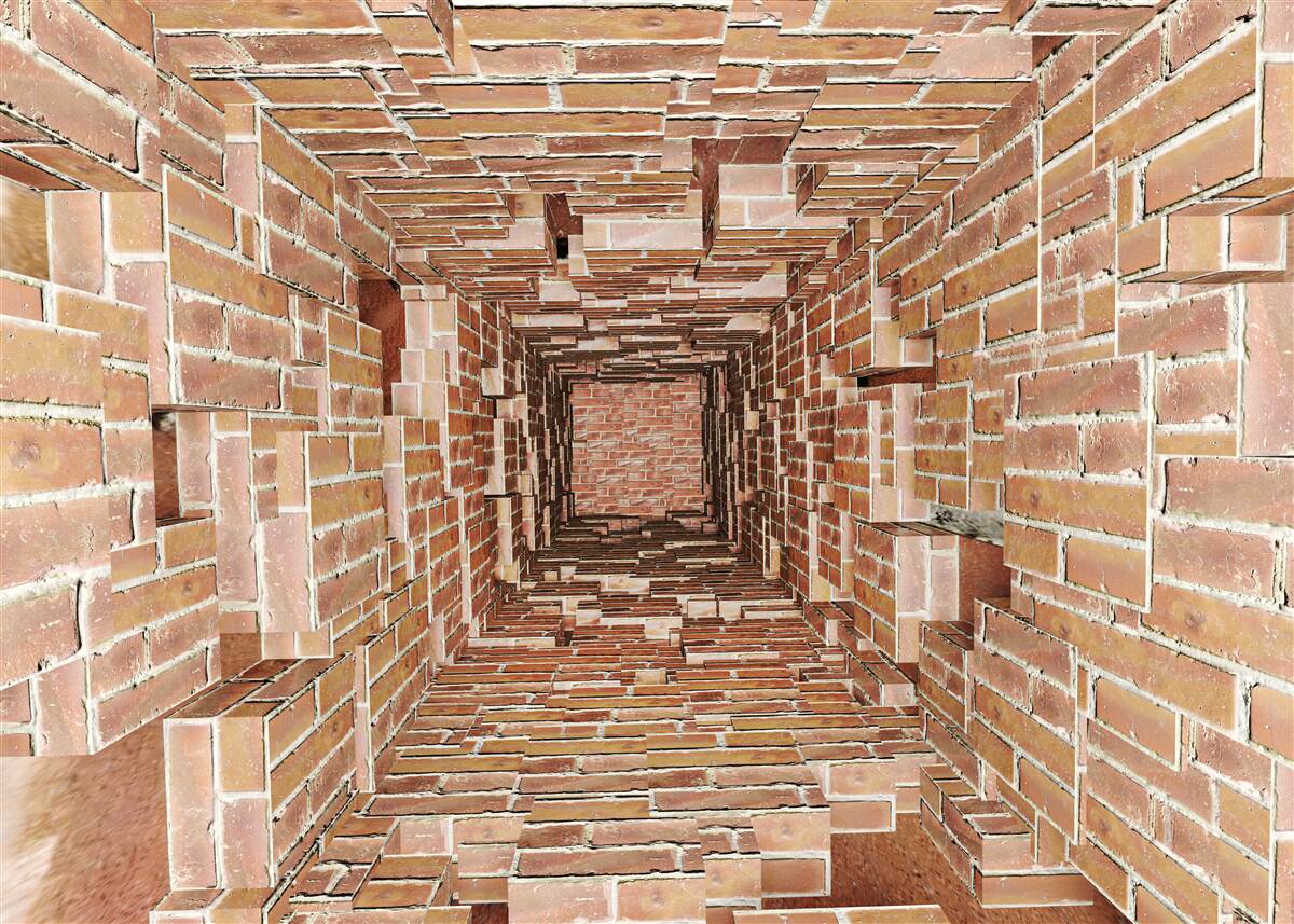 Fotobehang Metselput met smal formaat