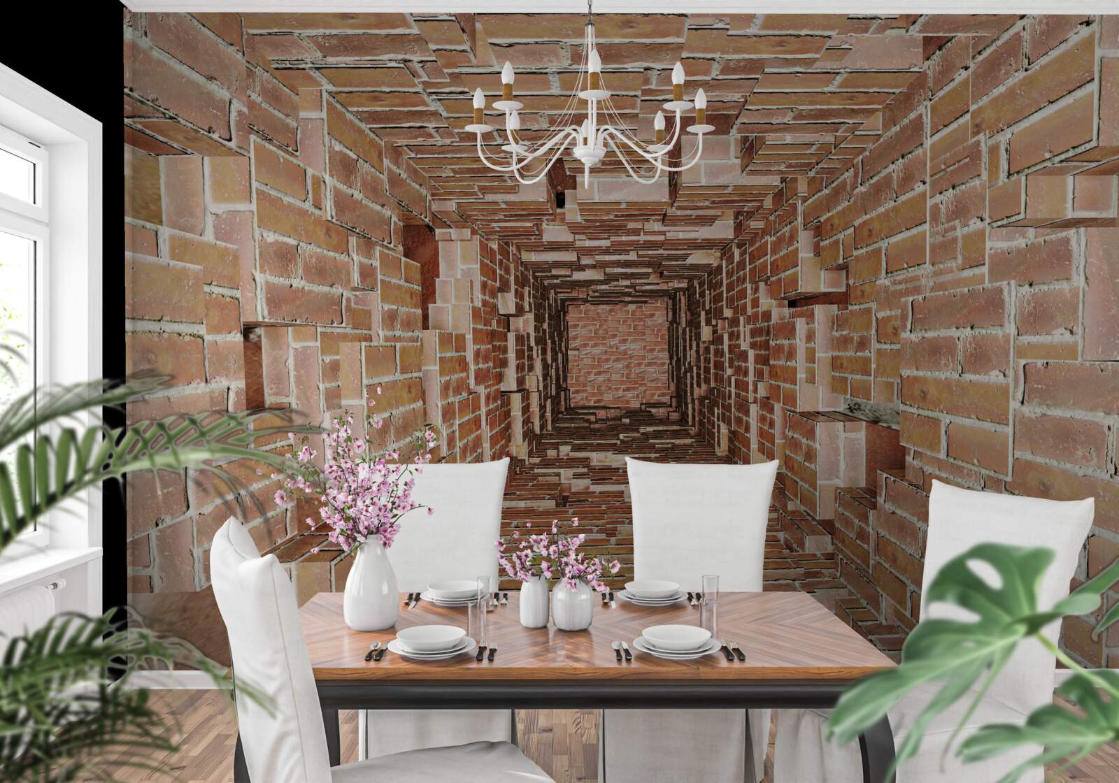 Fotobehang Metselput met smal formaat