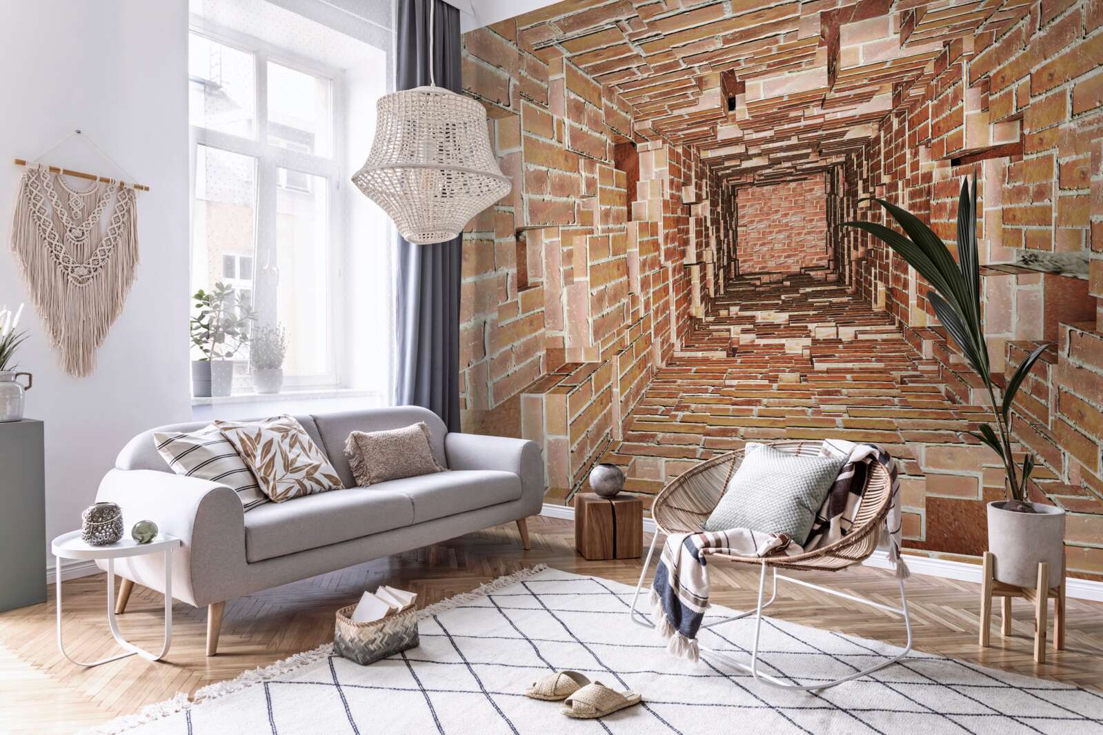 Fotobehang Metselput met smal formaat