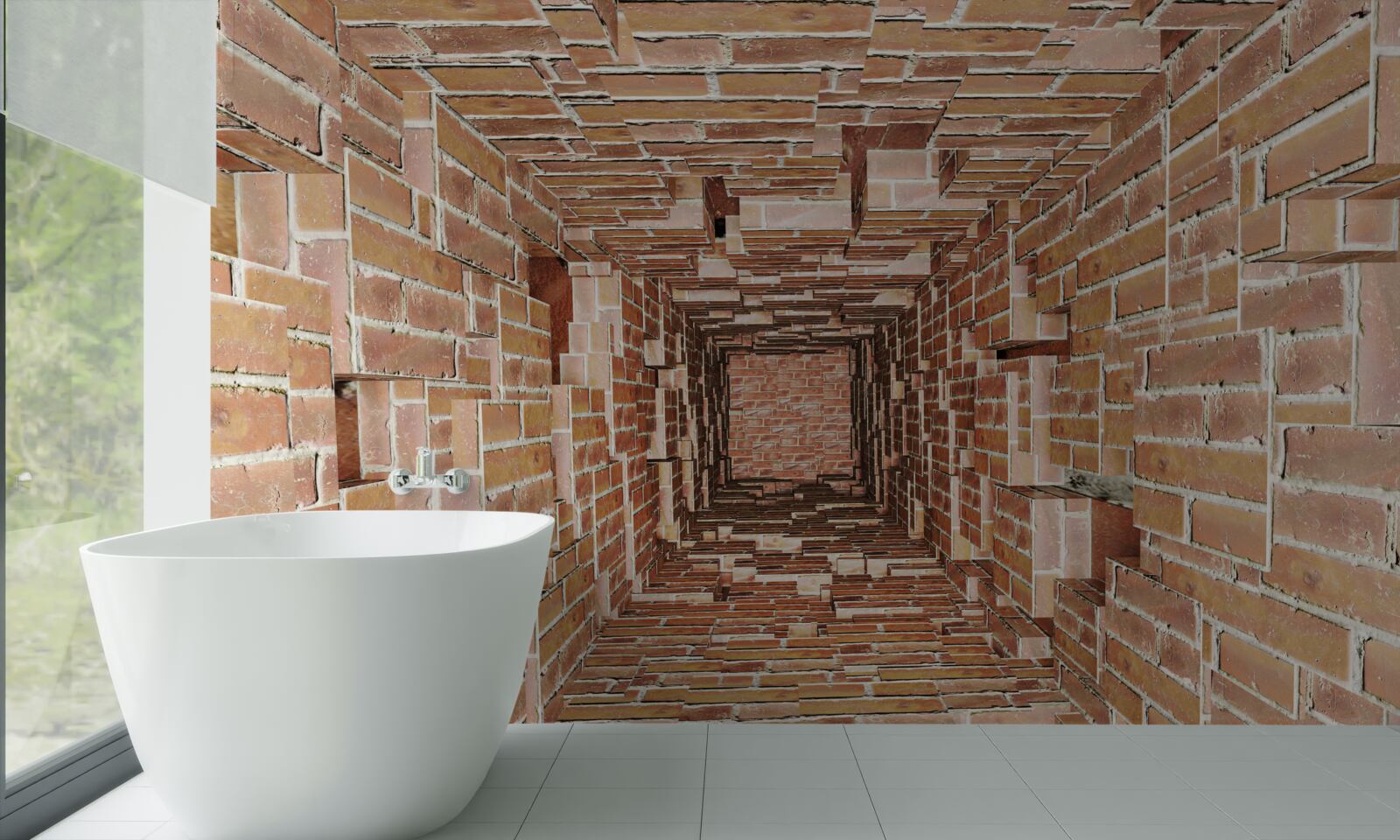 Fotobehang Metselput met smal formaat