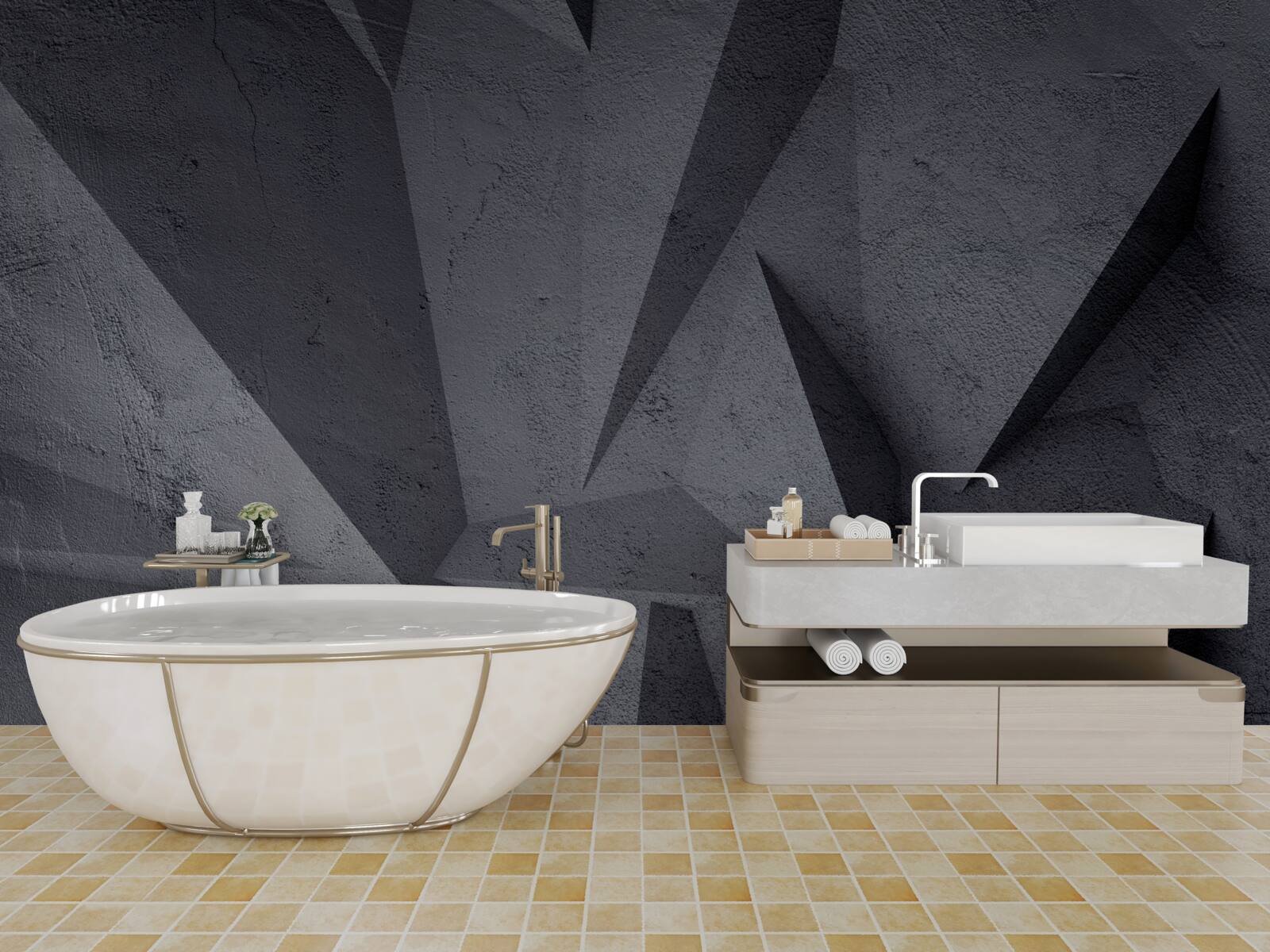 Fotobehang beelden van betonsteen