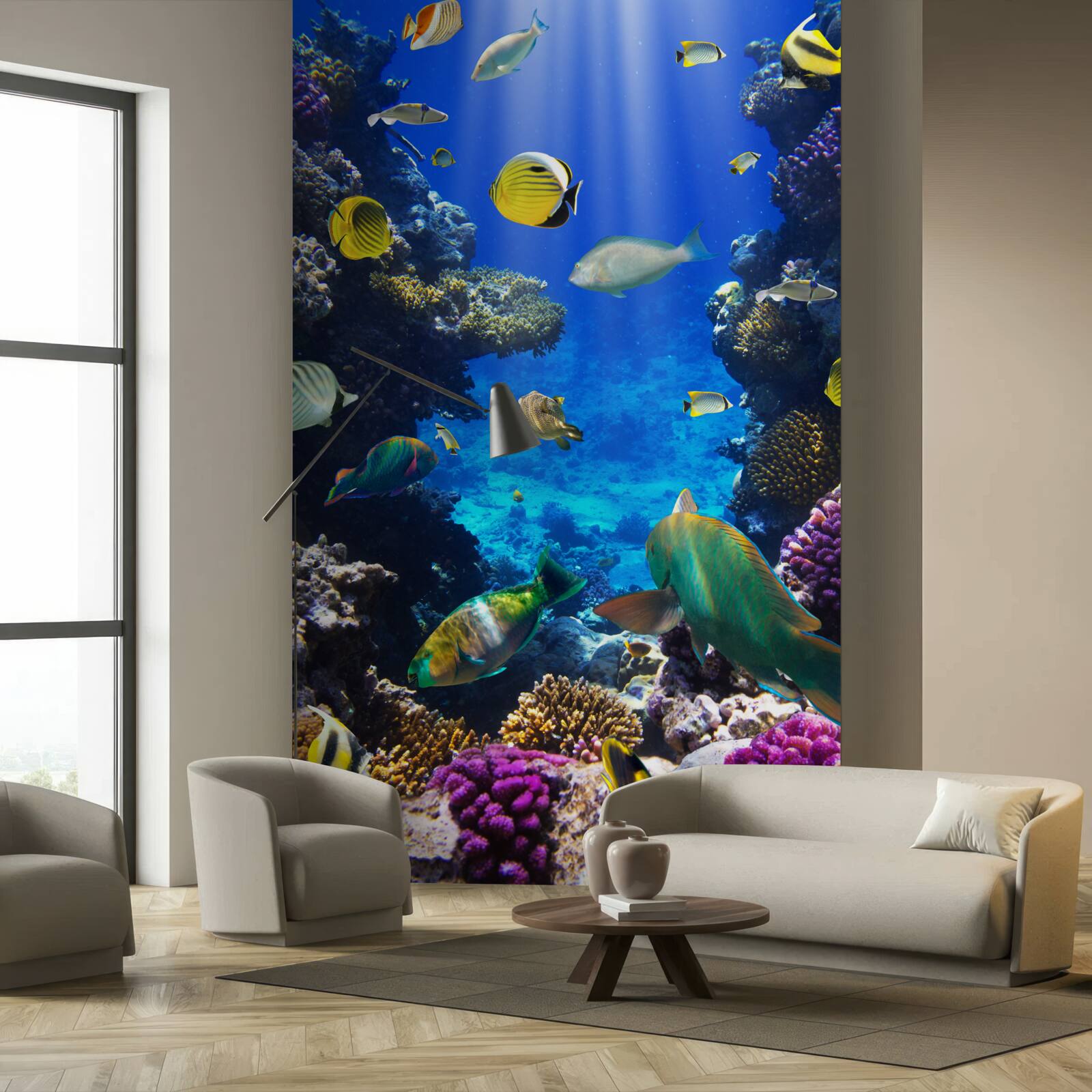 Fotobehang vissen in de koraalriffen van de oceaan