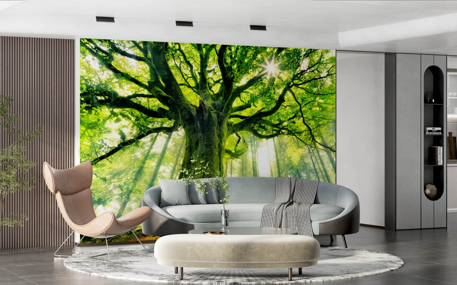 Fotobehang majestueuze boom van het bestaan begroet de zonsopgang