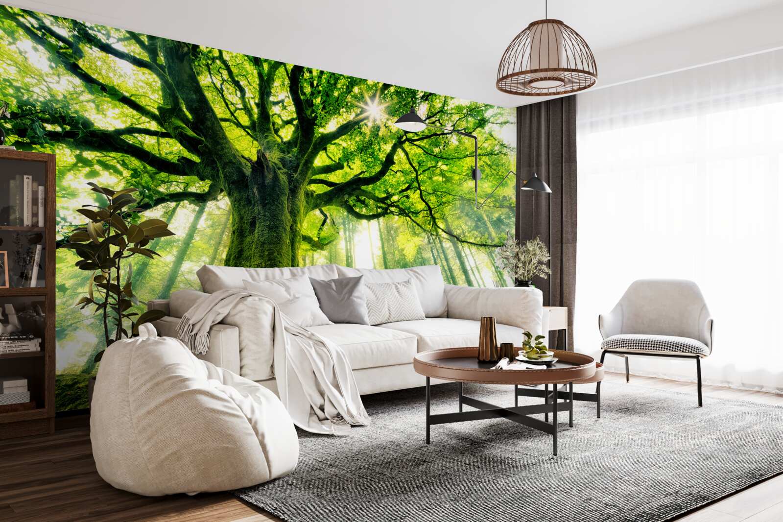 Fotobehang majestueuze boom van het bestaan begroet de zonsopgang