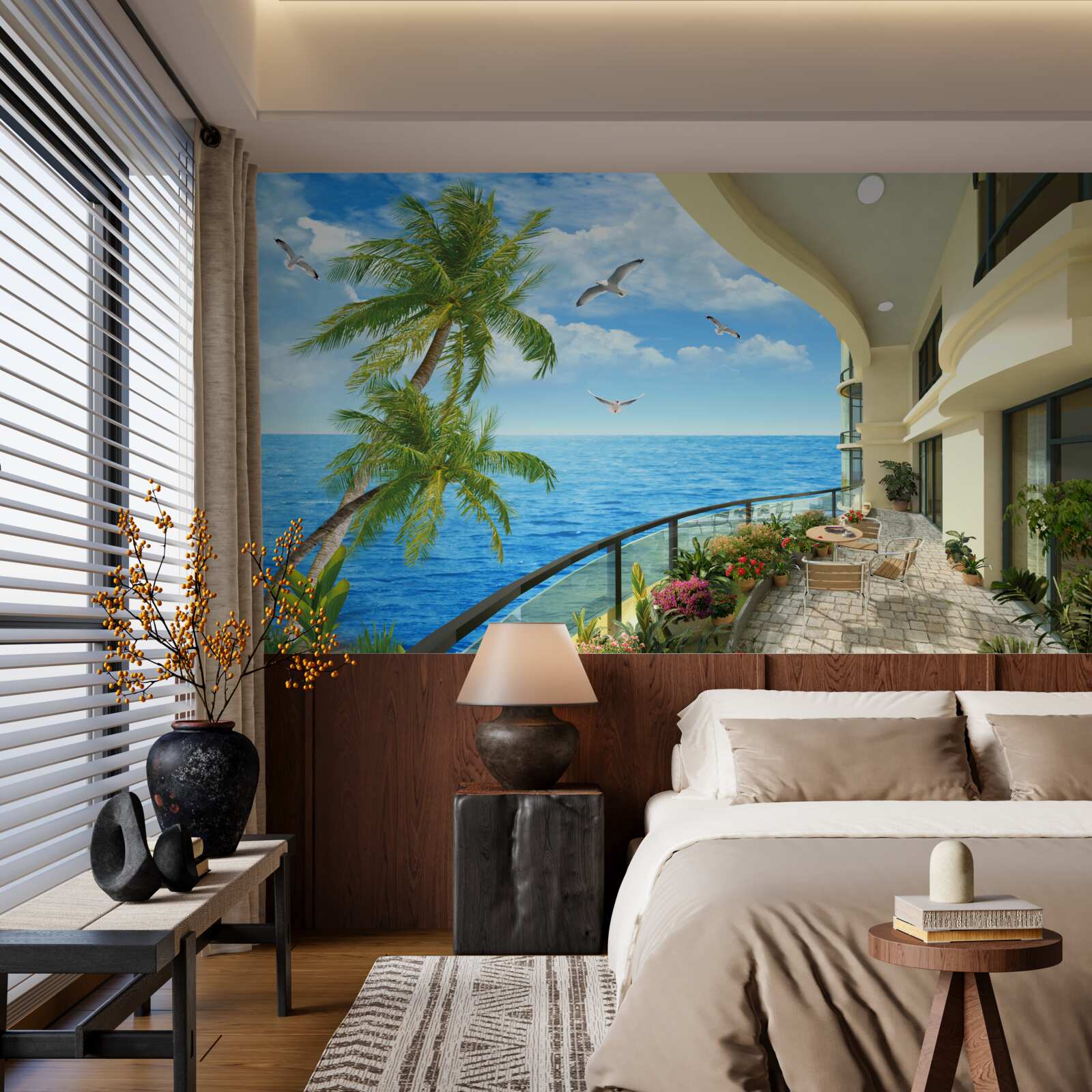 Fotobehang terras met uitzicht op de oceaan