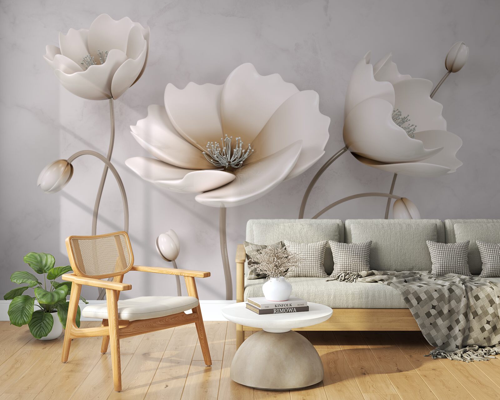 Fotobehang mooie sneeuwwitte bloemen