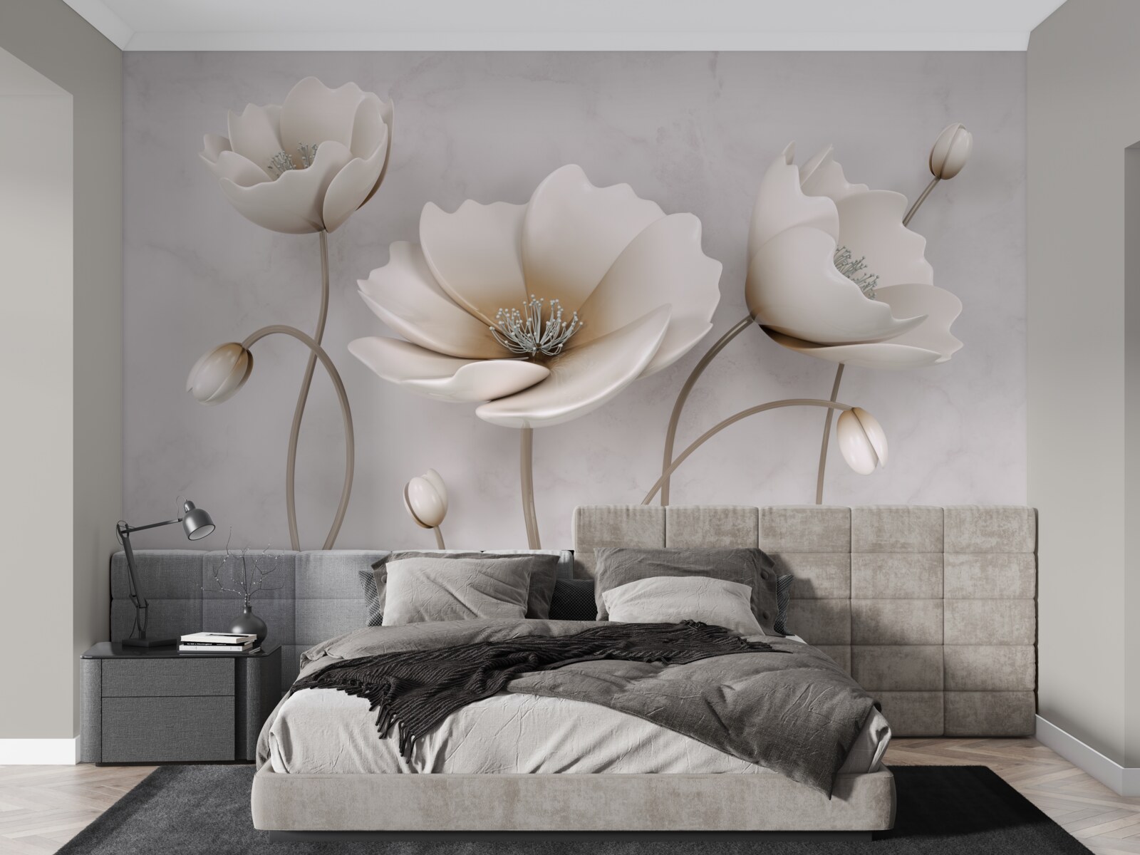 Fotobehang mooie sneeuwwitte bloemen