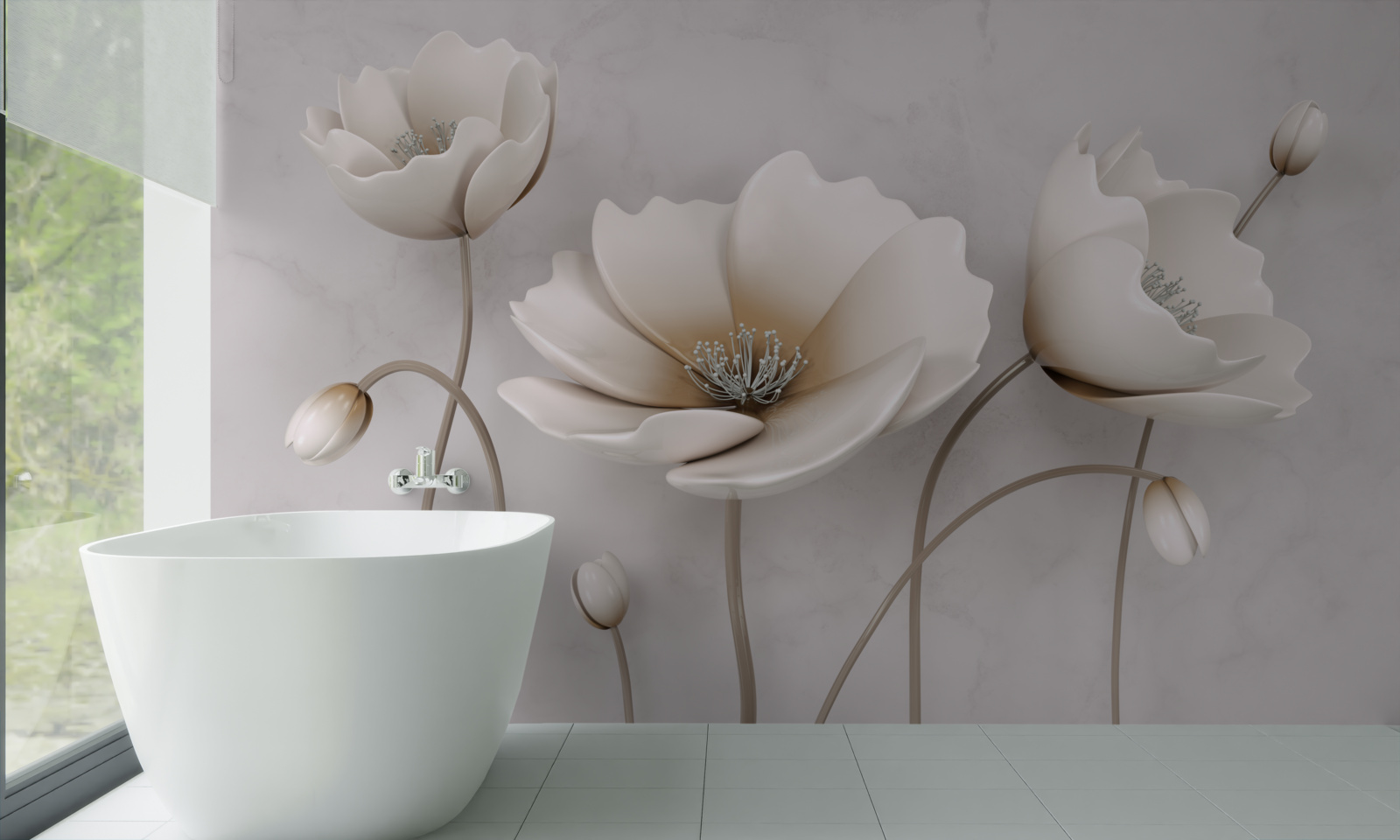 Fotobehang mooie sneeuwwitte bloemen