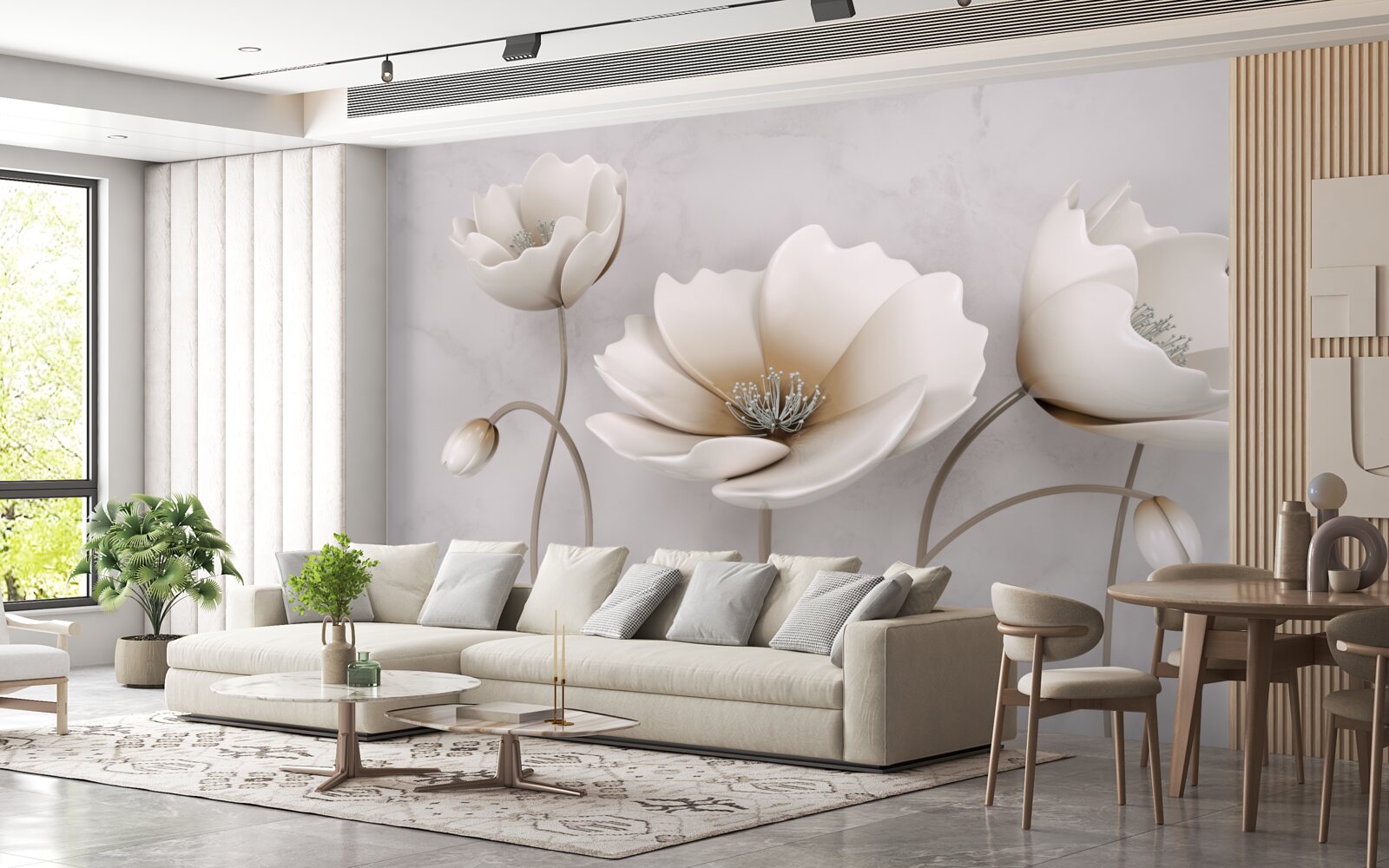 Fotobehang mooie sneeuwwitte bloemen