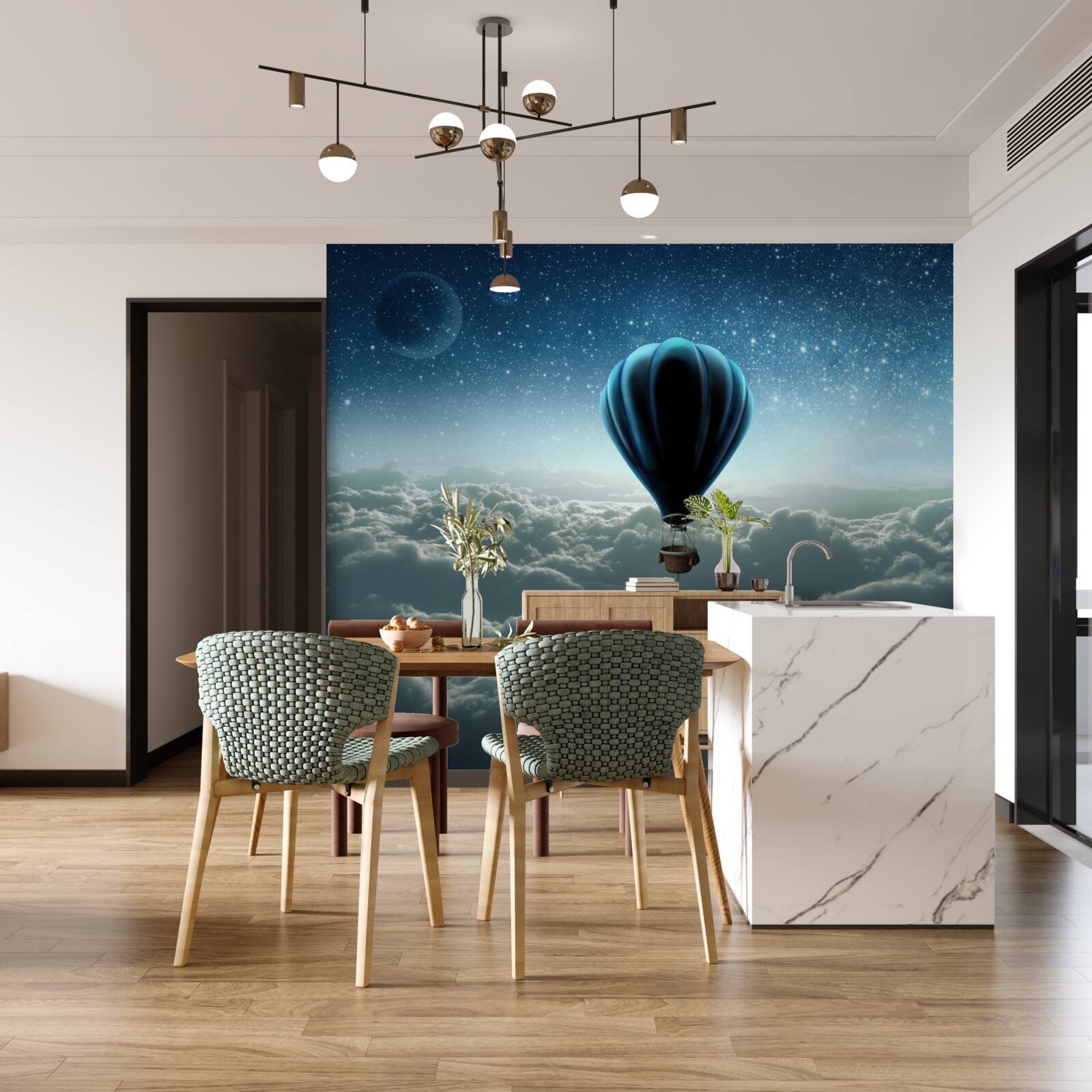 Fotobehang hemelkoepel met sterren op een ballon