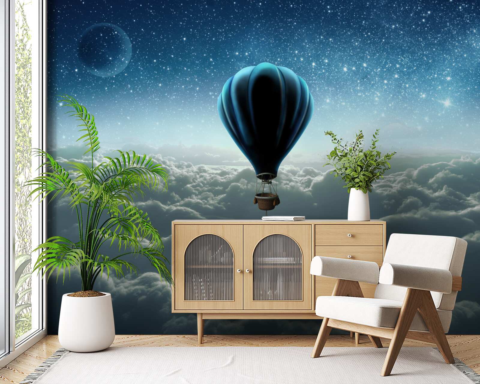 Fotobehang hemelkoepel met sterren op een ballon