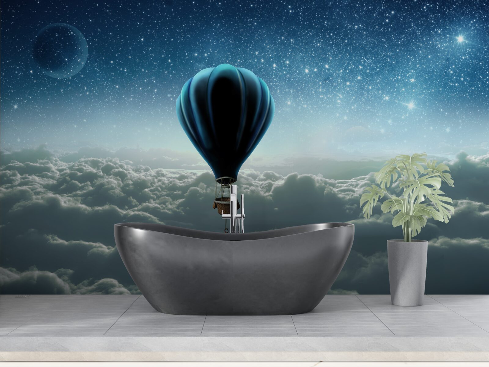 Fotobehang hemelkoepel met sterren op een ballon