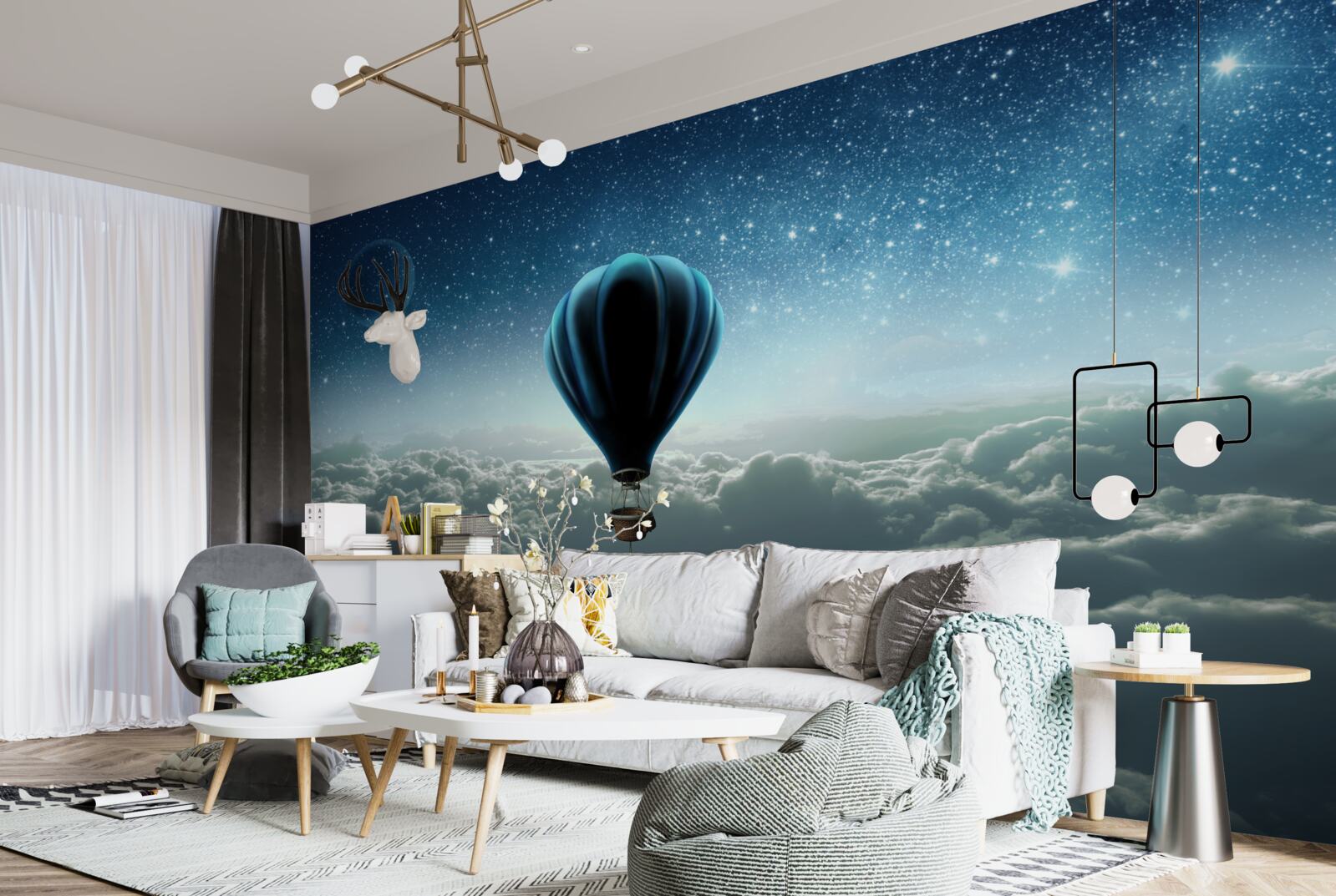 Fotobehang hemelkoepel met sterren op een ballon