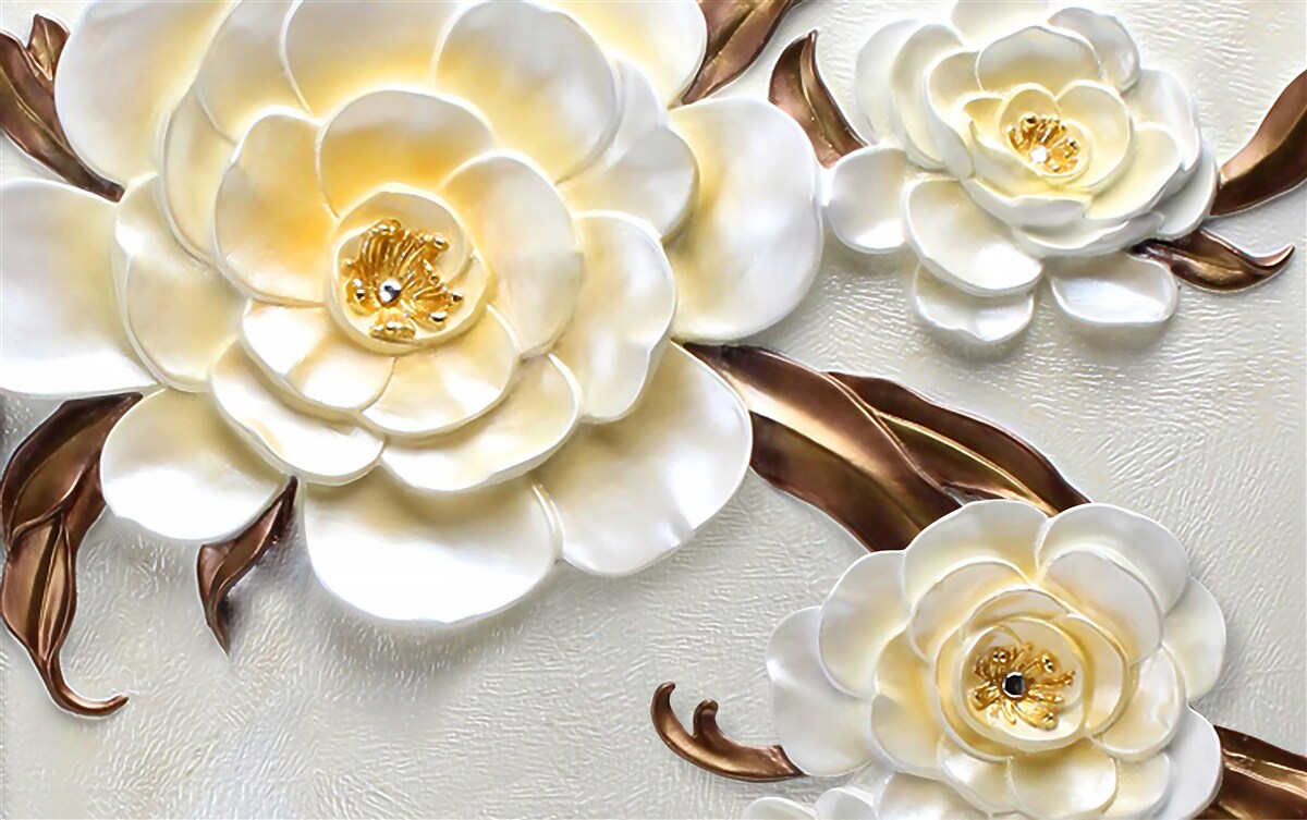 Fotobehang magnolia's met witte knoppen