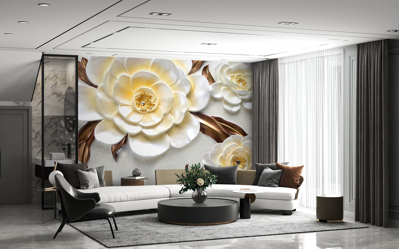 Fotobehang magnolia's met witte knoppen