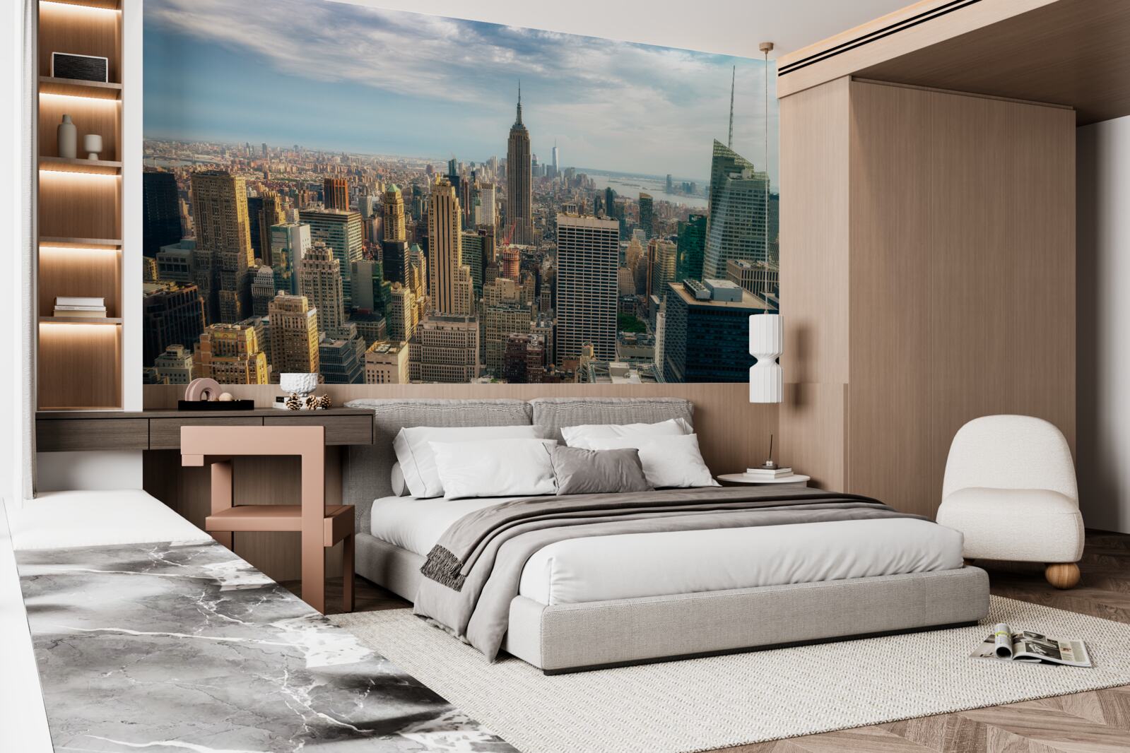 Fotobehang de bouw van de empire state is in volle gang