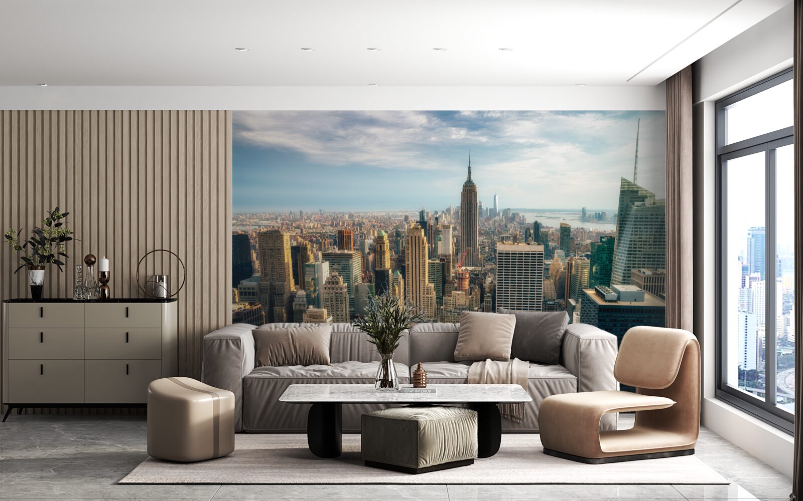 Fotobehang de bouw van de empire state is in volle gang