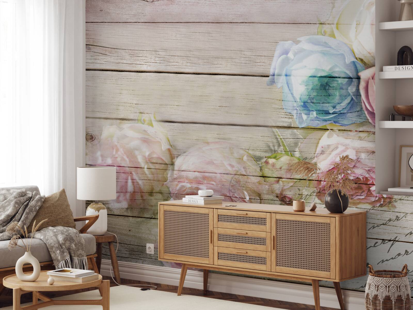 Fotobehang set rozen vergelijkbaar met pioenen