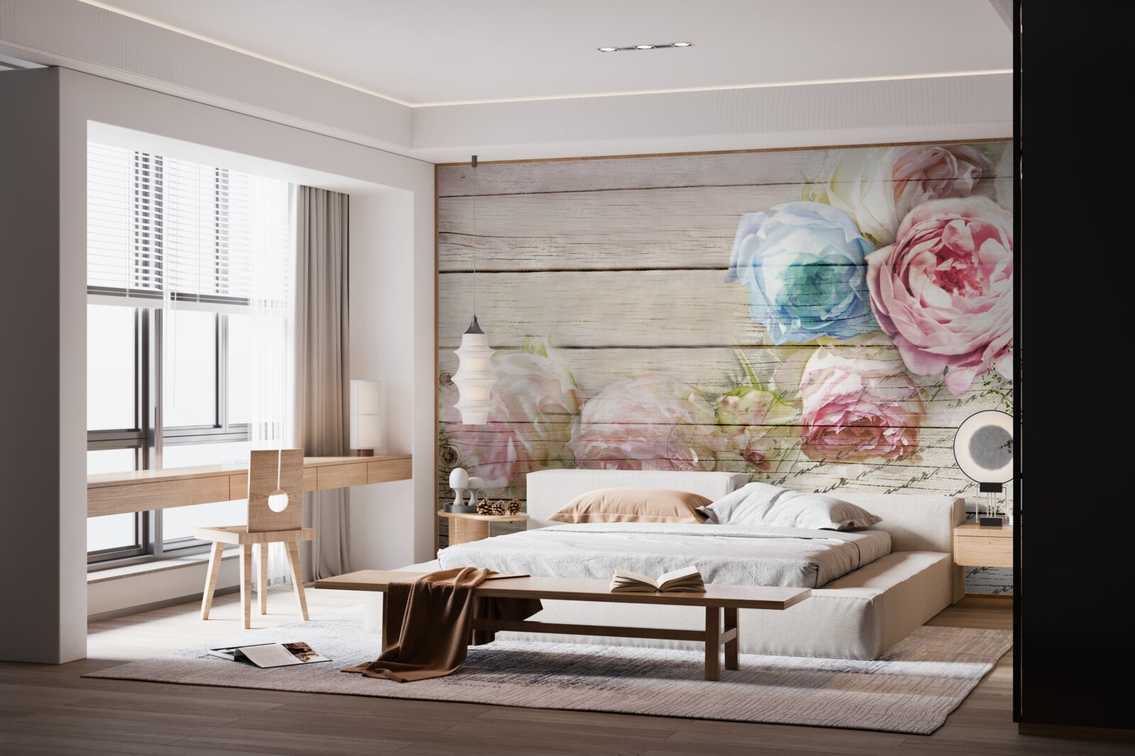 Fotobehang set rozen vergelijkbaar met pioenen