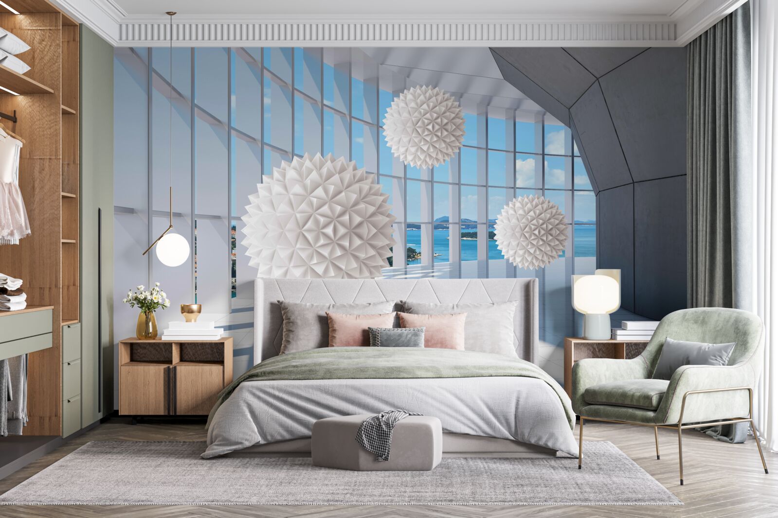 Fotobehang naaldbolletjes in de visuele doorgang