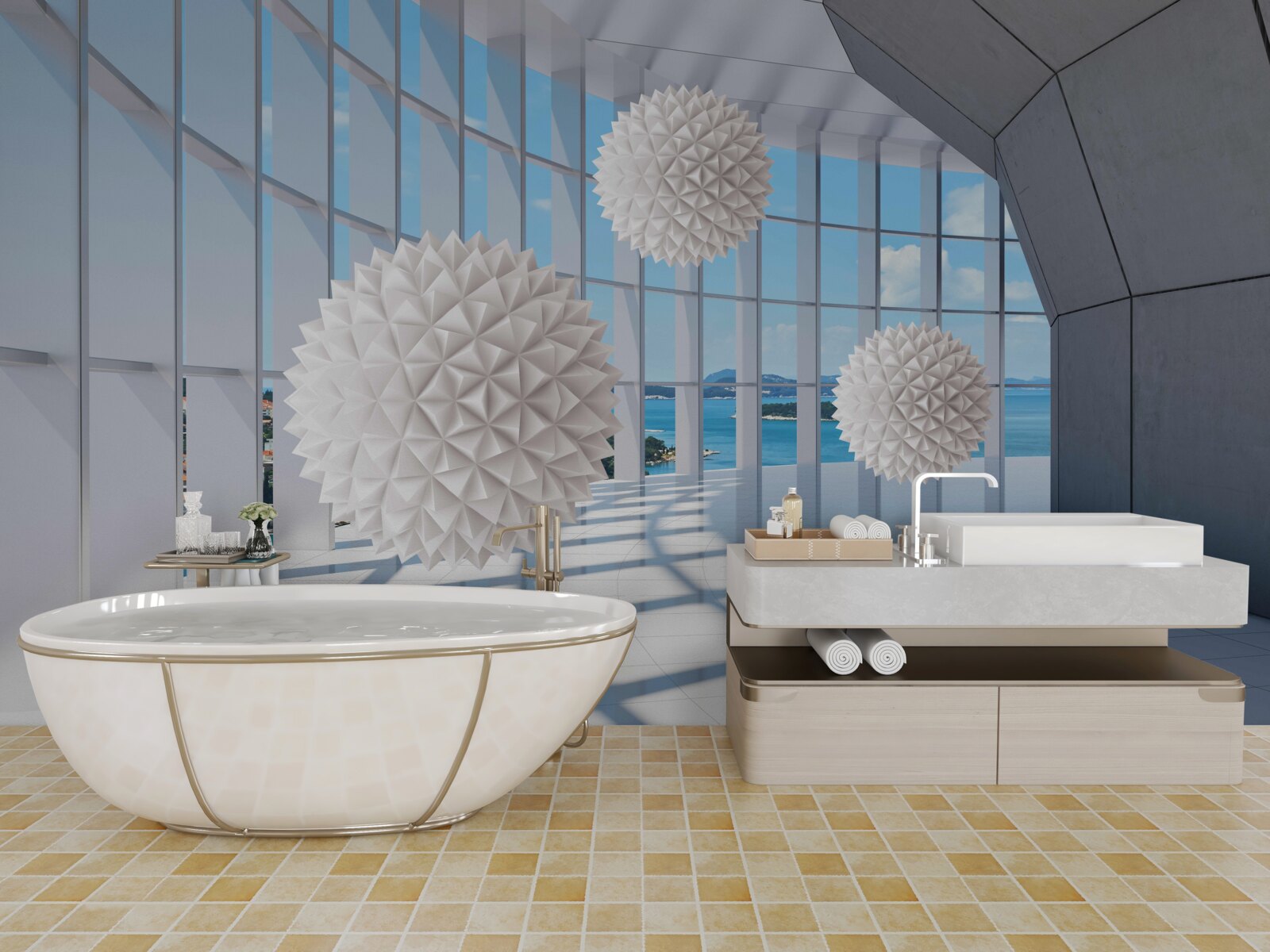 Fotobehang naaldbolletjes in de visuele doorgang