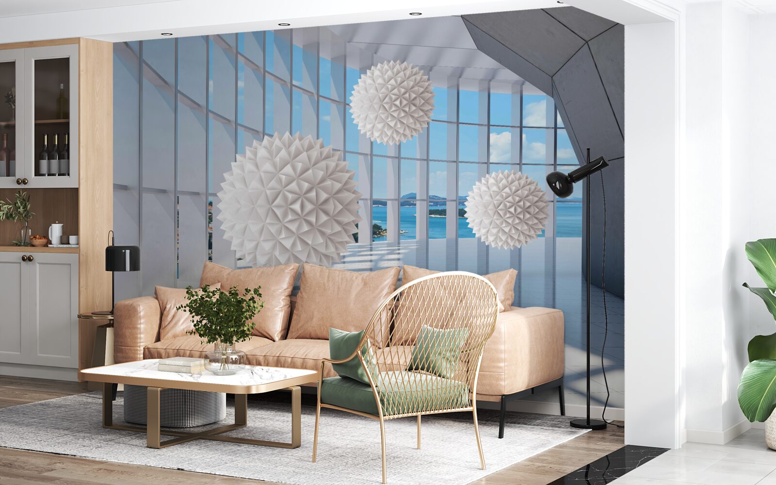 Fotobehang naaldbolletjes in de visuele doorgang