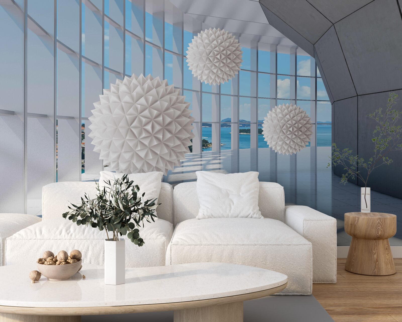 Fotobehang naaldbolletjes in de visuele doorgang