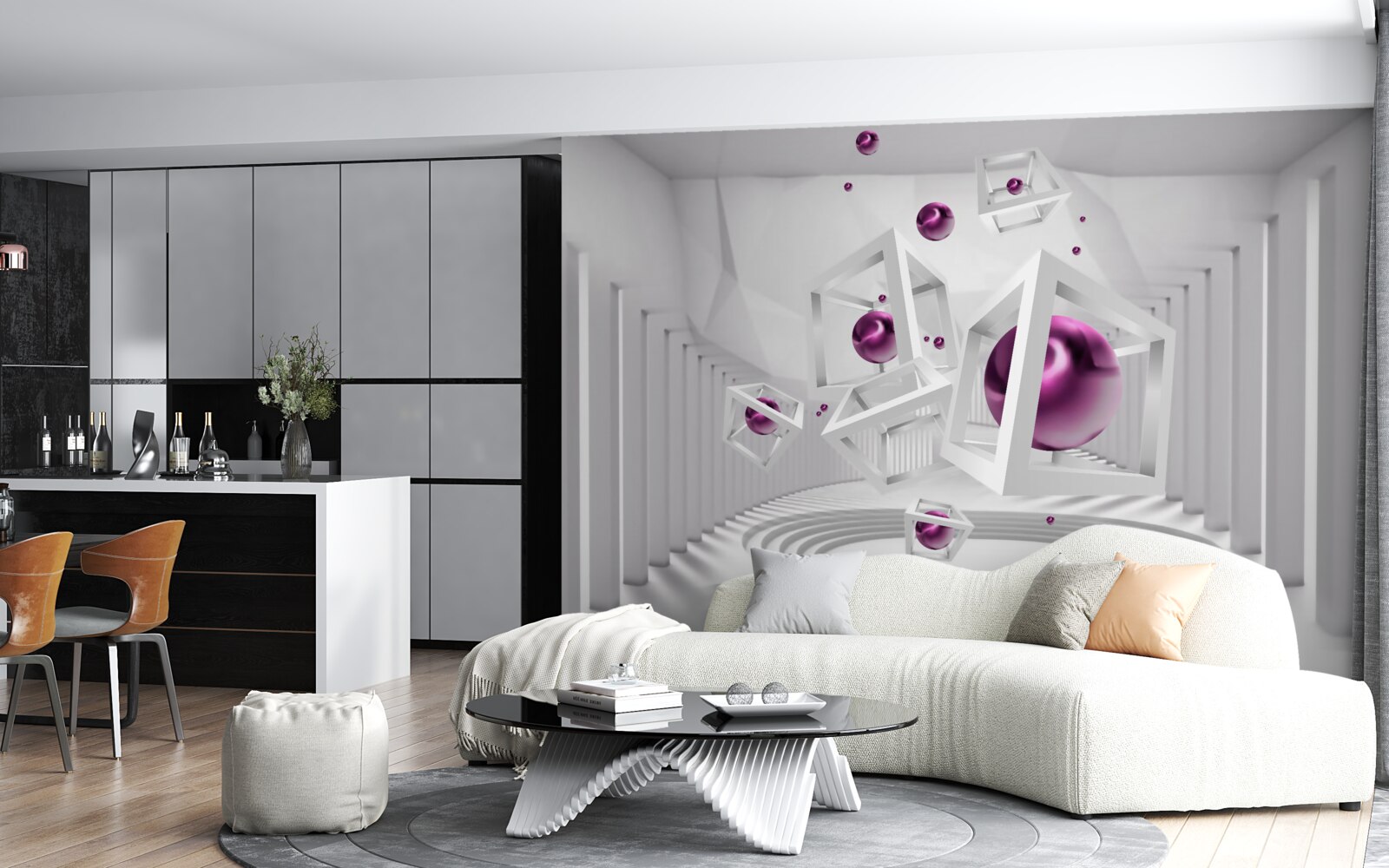 Fotobehang geometrische vormen en trappen in het concept van abstractie