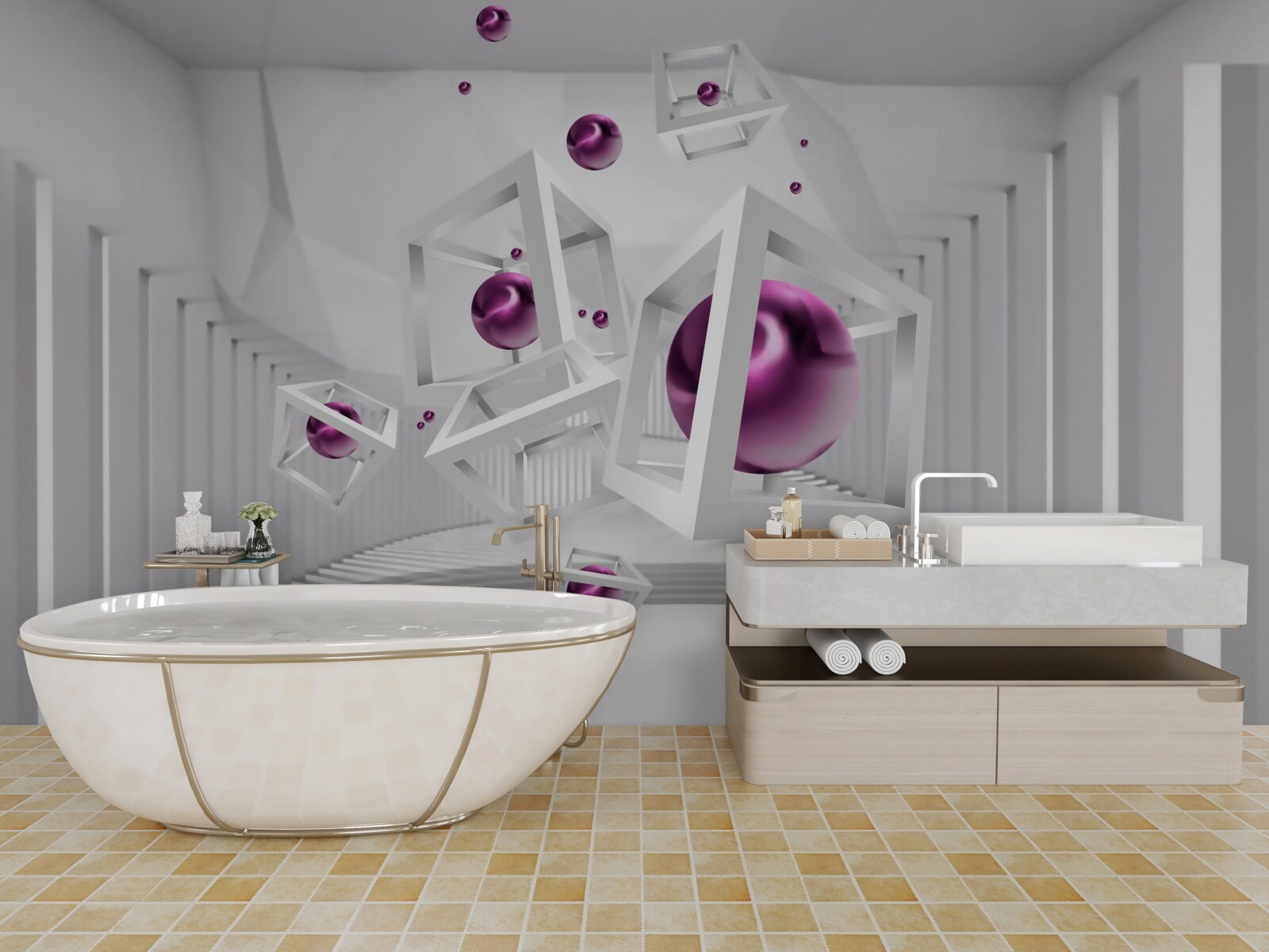 Fotobehang geometrische vormen en trappen in het concept van abstractie