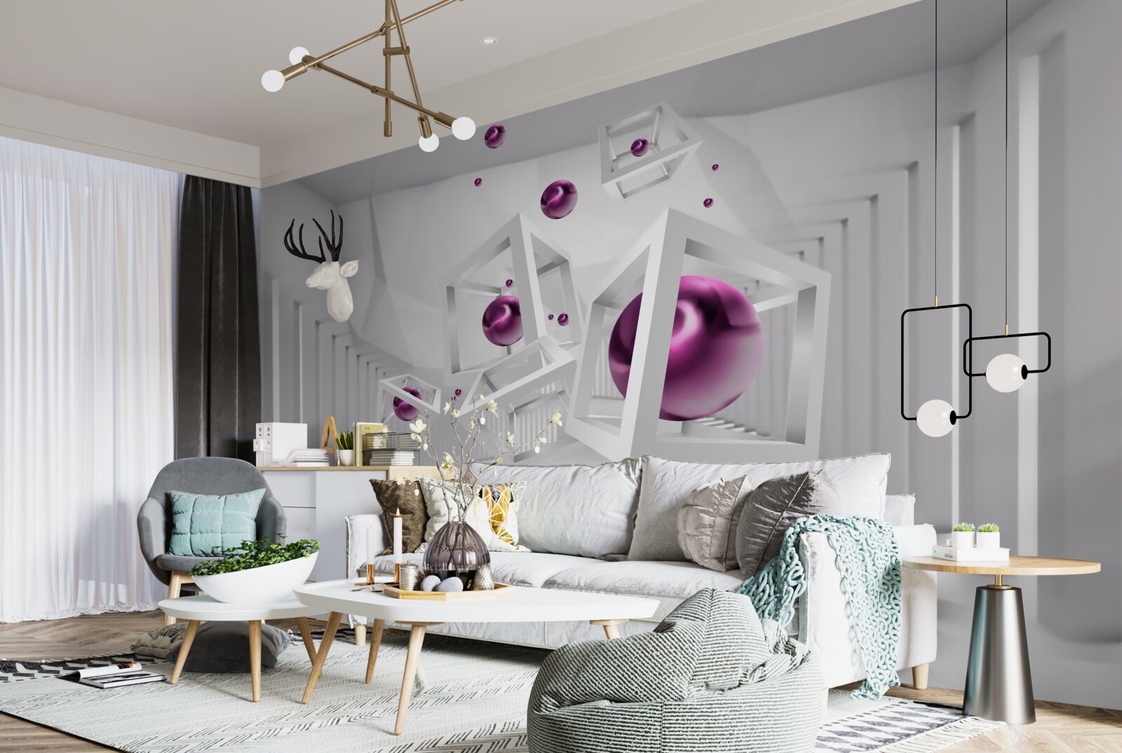 Fotobehang geometrische vormen en trappen in het concept van abstractie