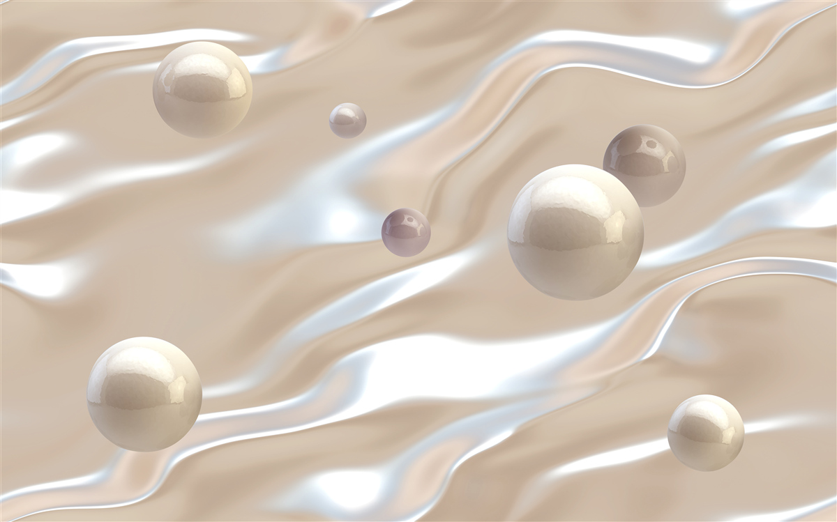 Fotobehang gouden parels op het wateroppervlak