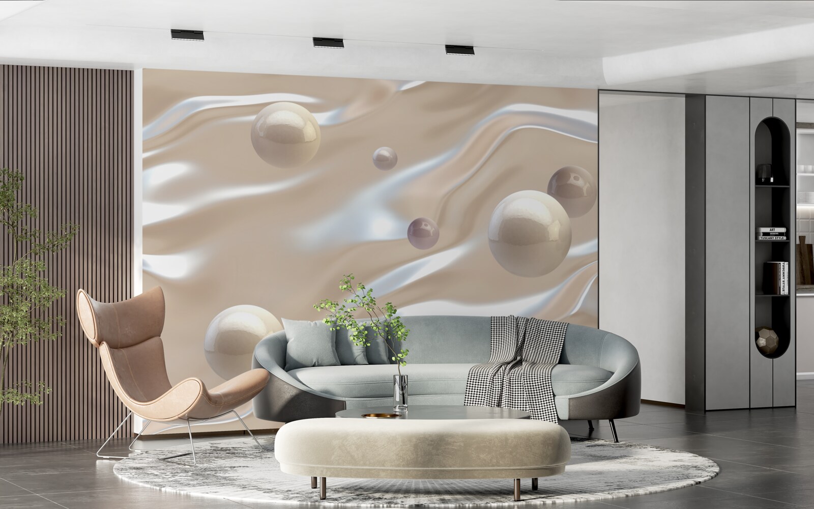 Fotobehang gouden parels op het wateroppervlak