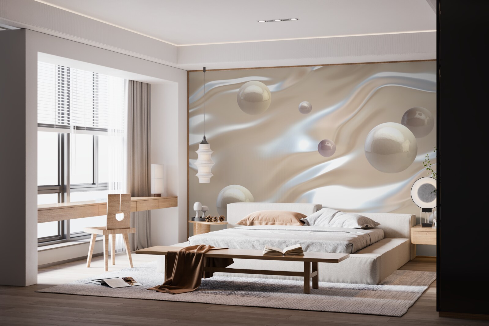 Fotobehang gouden parels op het wateroppervlak