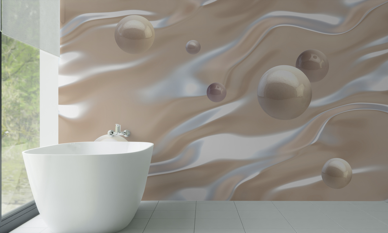 Fotobehang gouden parels op het wateroppervlak