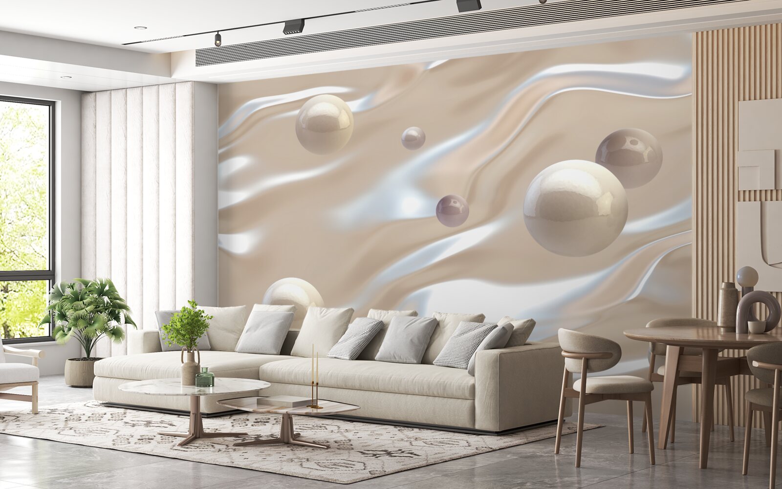 Fotobehang gouden parels op het wateroppervlak