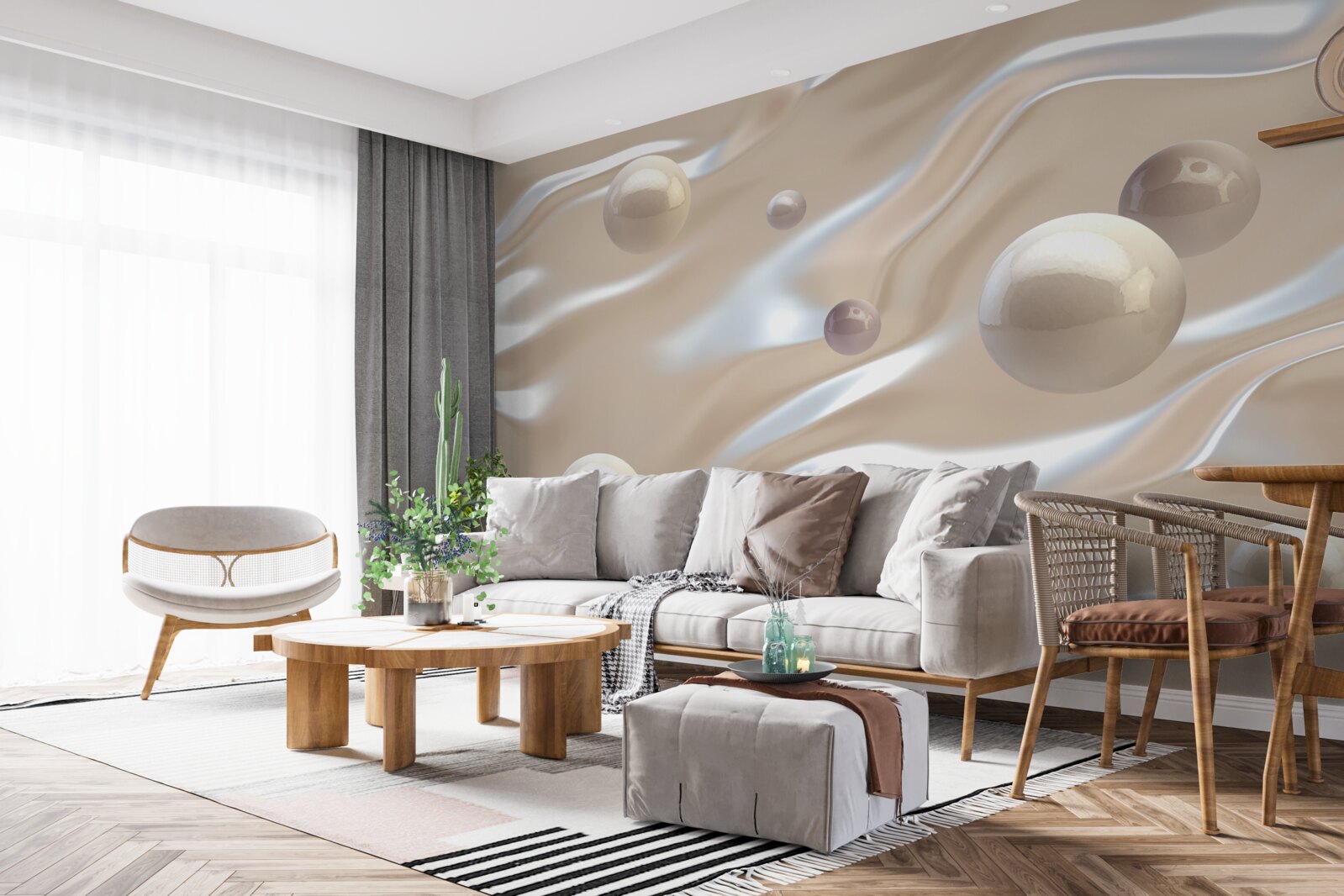 Fotobehang gouden parels op het wateroppervlak