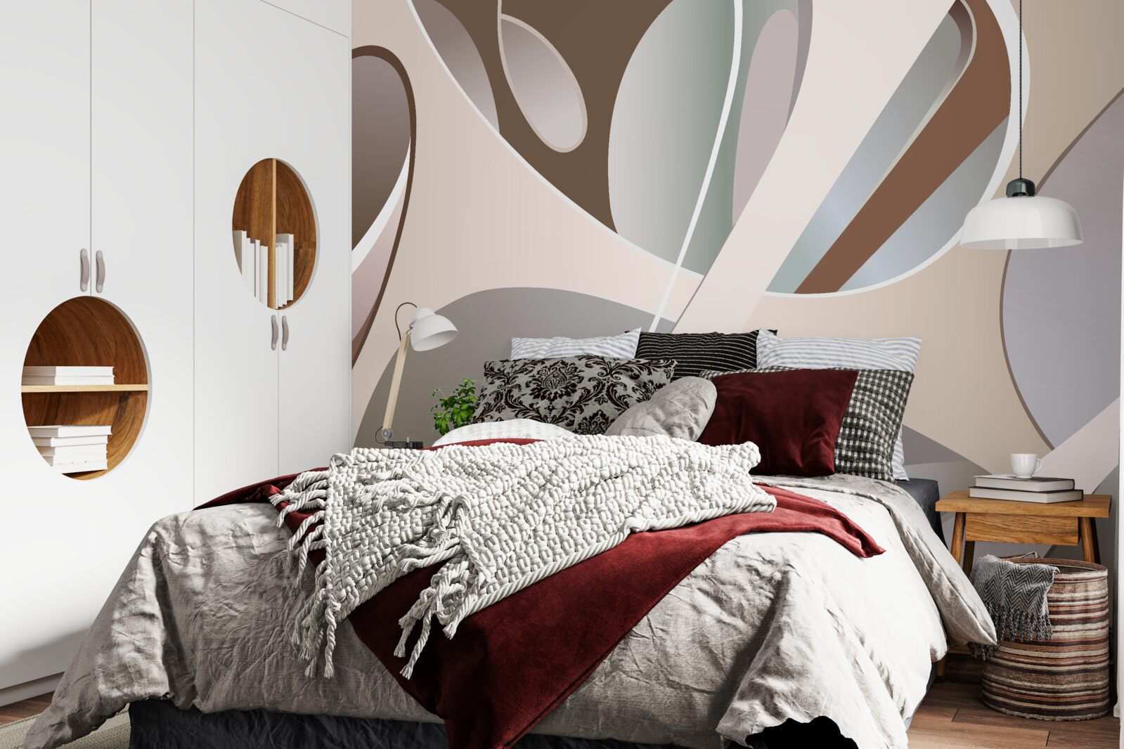 Fotobehang abstracte rondingen in beige