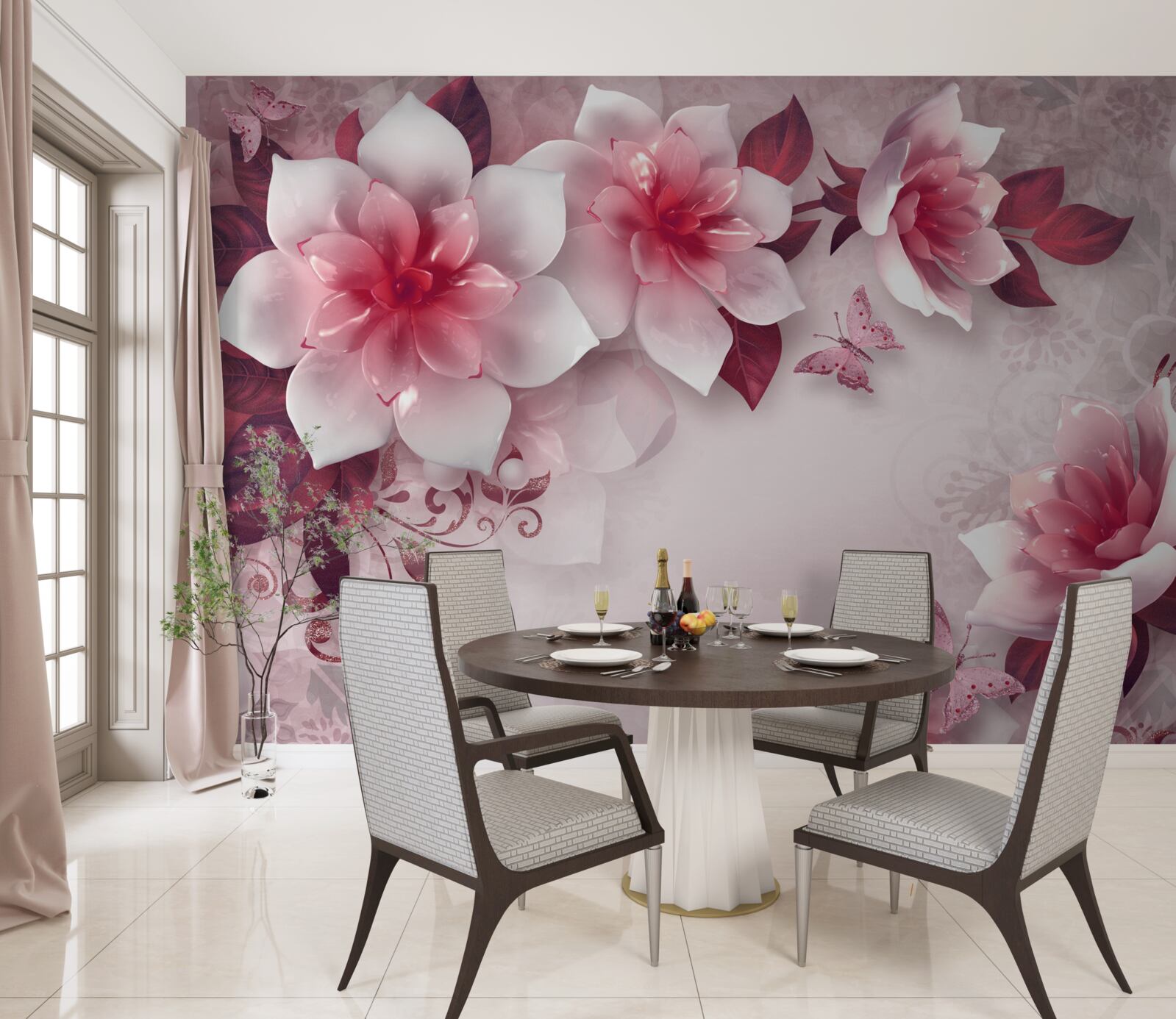 Fotobehang lotussen zijn sneeuwwit van kleur met een prachtig rood hart