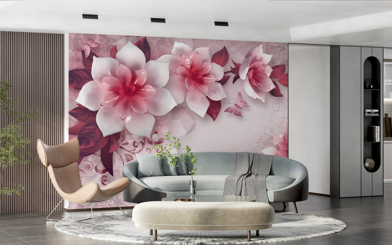 Fotobehang lotussen zijn sneeuwwit van kleur met een prachtig rood hart