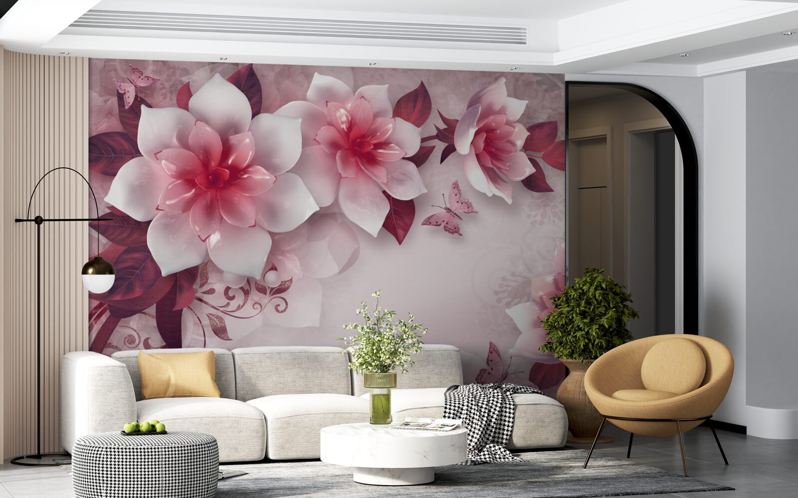 Fotobehang lotussen zijn sneeuwwit van kleur met een prachtig rood hart