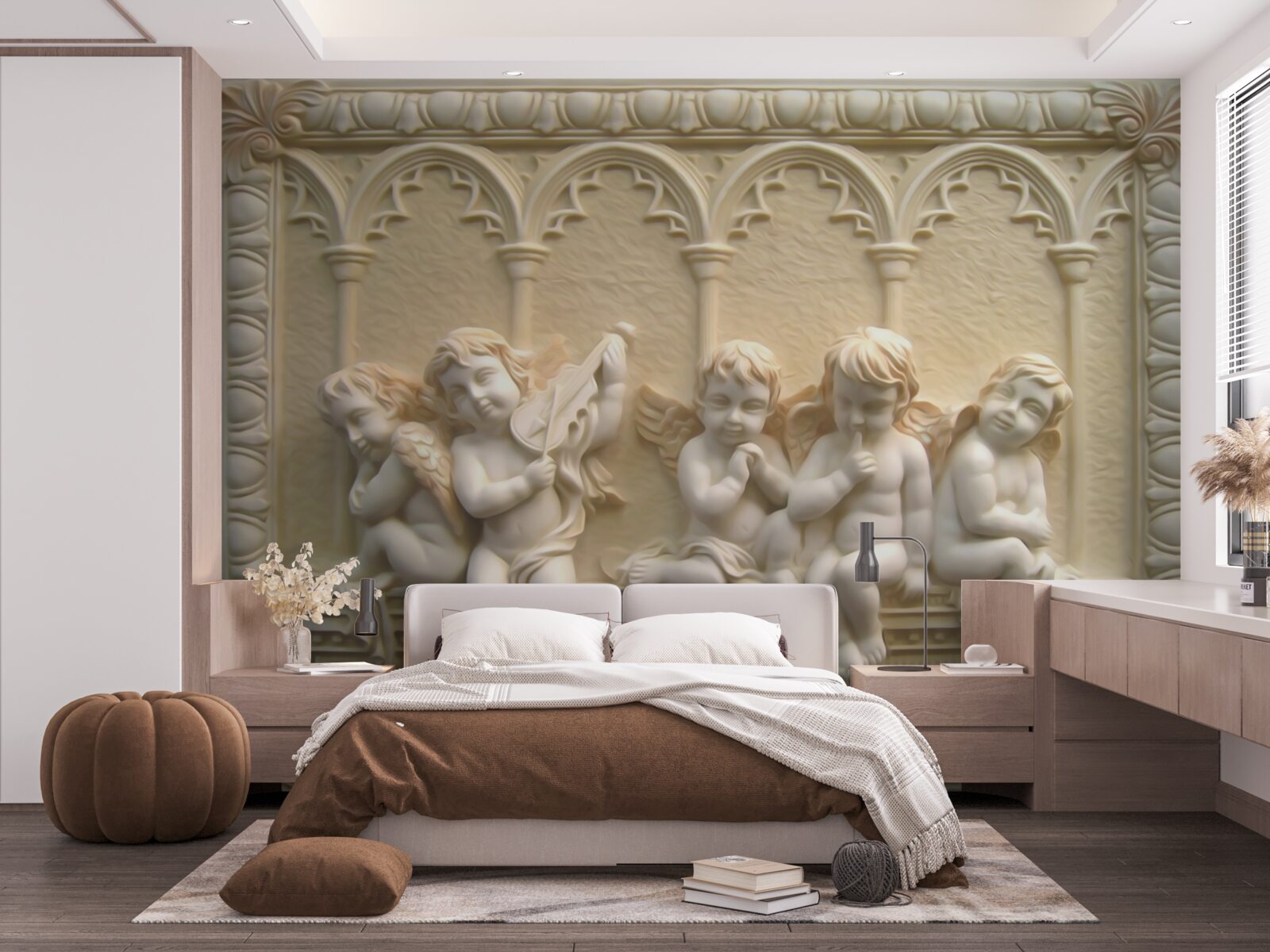 Fotobehang serafijnen rusten op de veranda