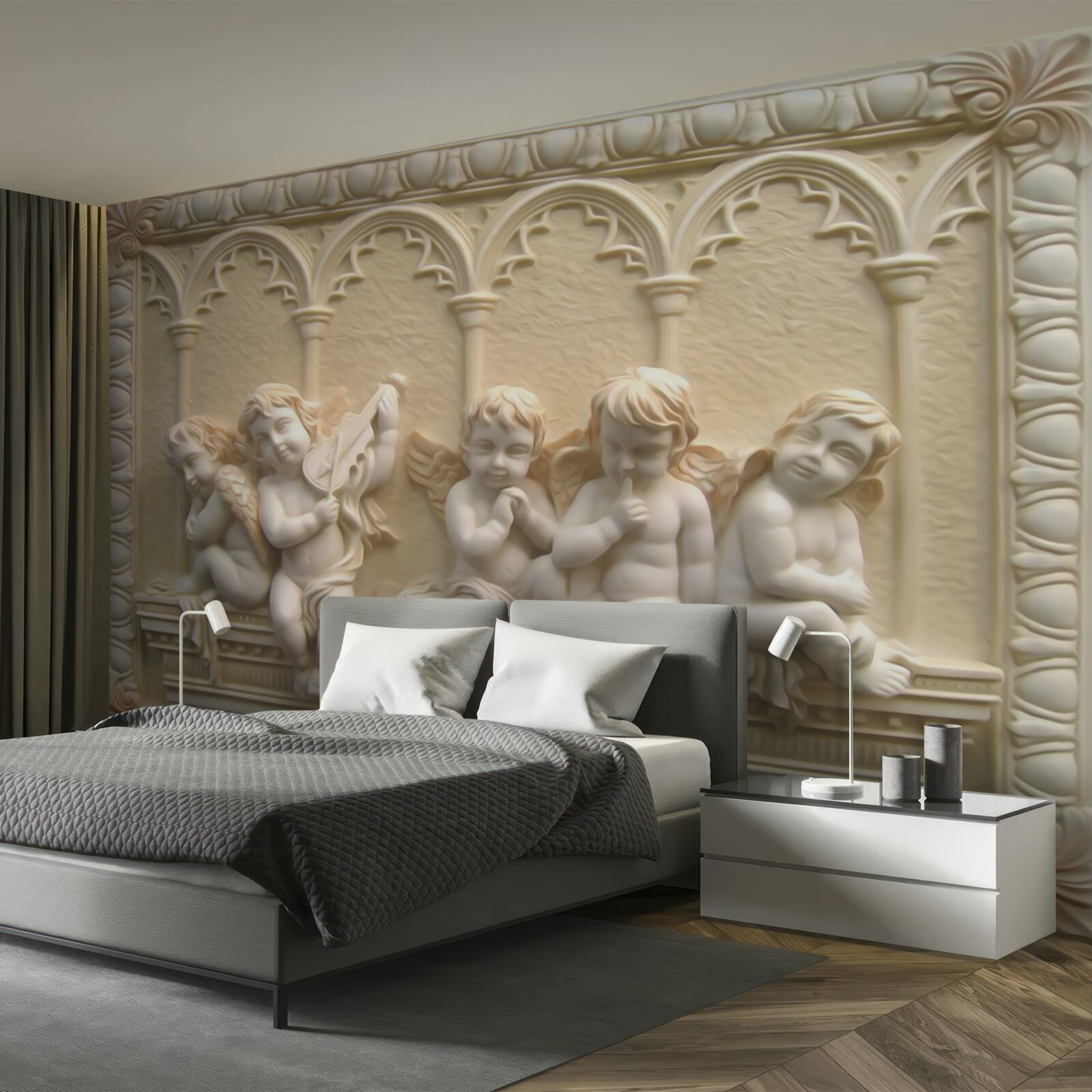 Fotobehang serafijnen rusten op de veranda