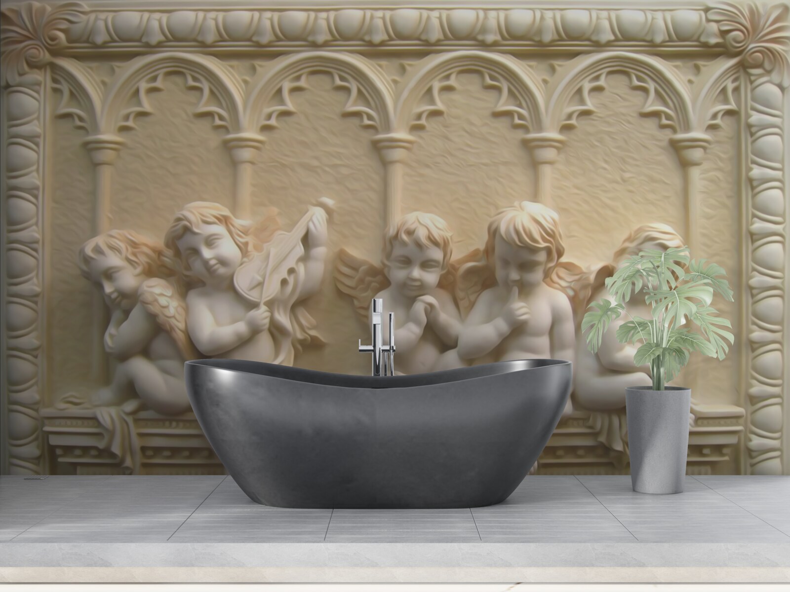 Fotobehang serafijnen rusten op de veranda