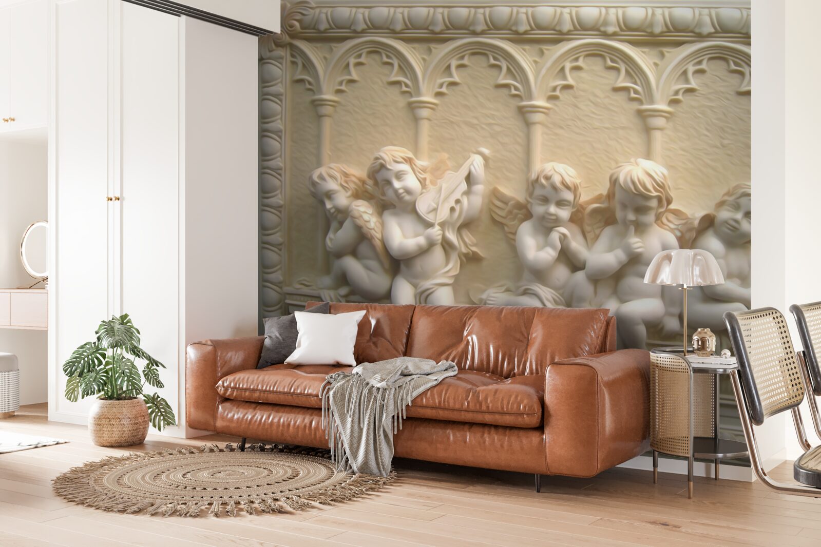 Fotobehang serafijnen rusten op de veranda