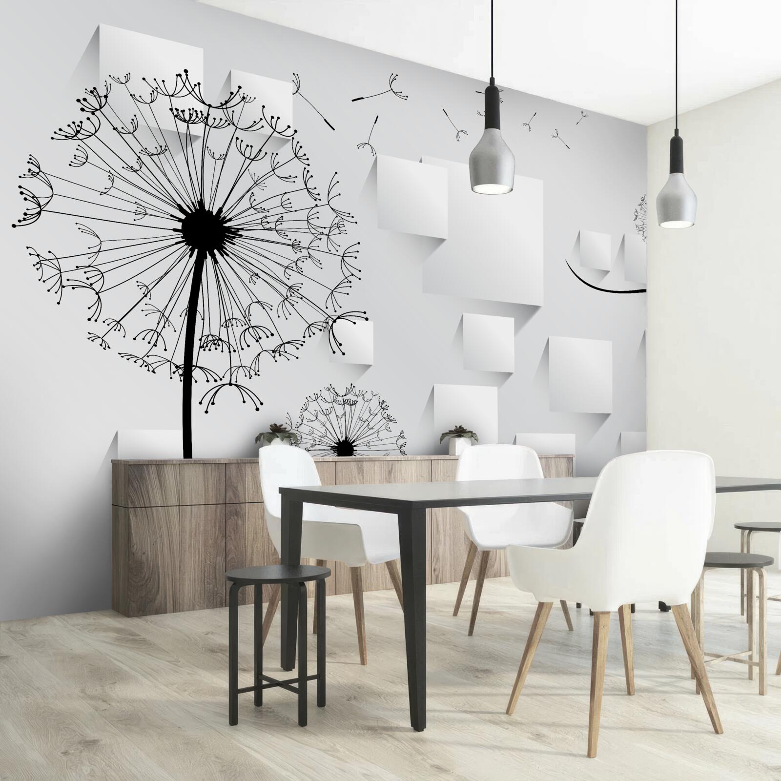 Fotobehang paardenbloem wiegt in de wind